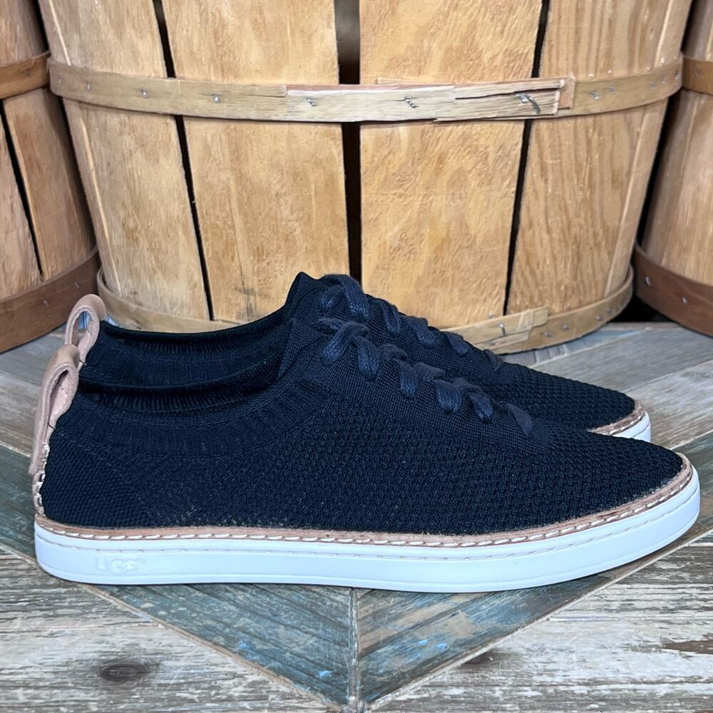 UGG Sidney Knit Black Fabric 1095092 Minimalist Sneakers Shoes Womens Size 7.5